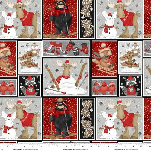 Pinecone Ridge Lodge Patchwork Blocks Fabric Yardage