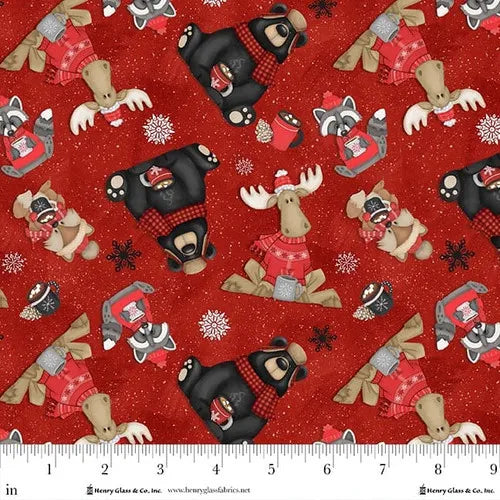 Pinecone Ridge Lodge Tossed Animals Fabric Yardage