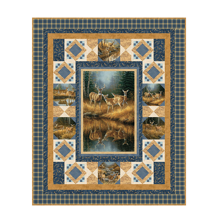 Hidden Allure quilt kit presale nature deer themed fabric and pattern