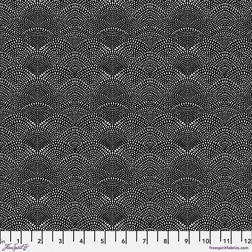 Scalloped Hills Black Fabric Yardage