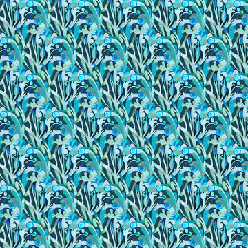 L'Heure Bleue Teal Tresor Fabric Yardage