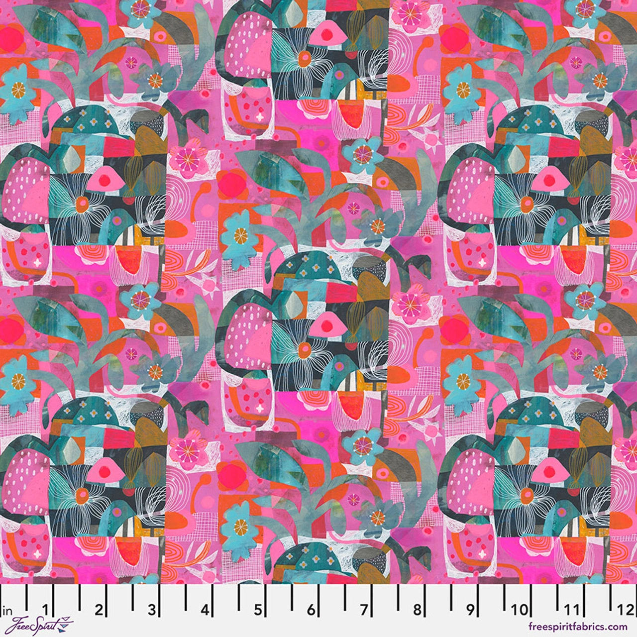 Colori Pink Blocks Fabric Yardage