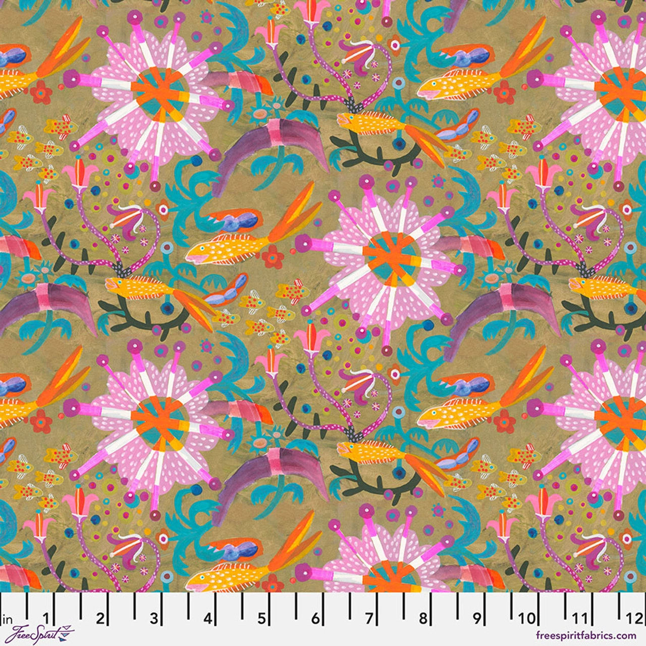 Colori Gold SM Goldfish Star Fabric Yardage