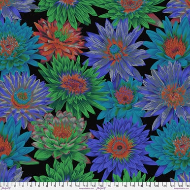 Kaffe Fassett Tropical Water Lilies Blue Fabric Yardage