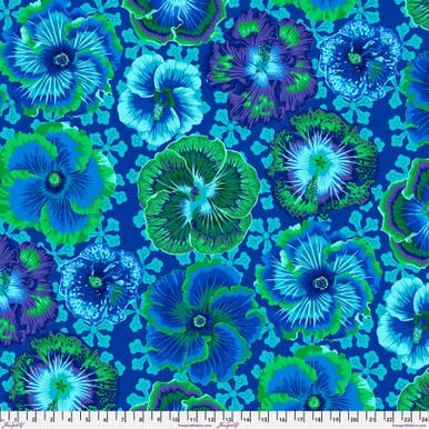 Kaffe Fassett Floating Hibiscus Blue Fabric Yardage