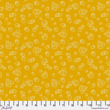 Garden Bed Yellow Strawberries Fabric Yardage - quilt fabric for sewing and quilting projects