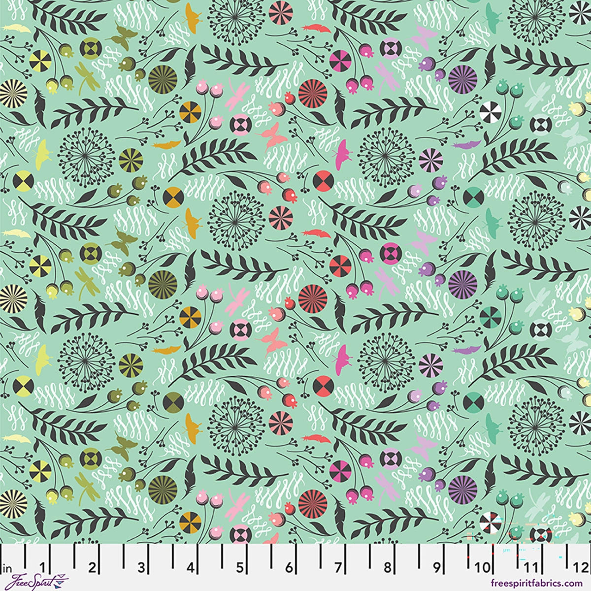 Prince Charming Deja Vu sweetmint dandelion fabric yardage