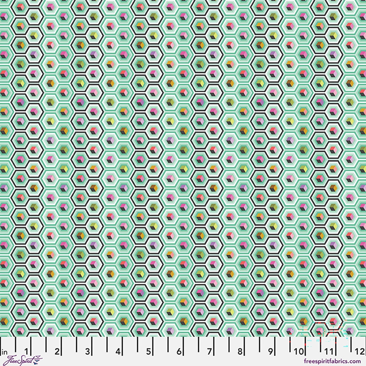 Prince Charming Deja Vu sweetmint hex box fabric yardage