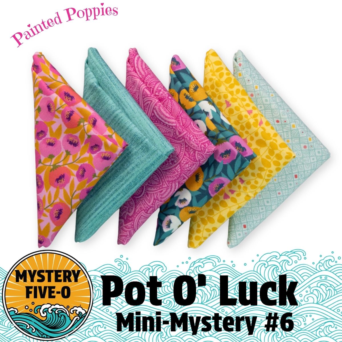 Mystery Five-0 Painted Poppies Pot O Luck fat quarter bundle