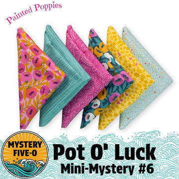 Mystery Five-0 Painted Poppies Pot O Luck fat quarter bundle