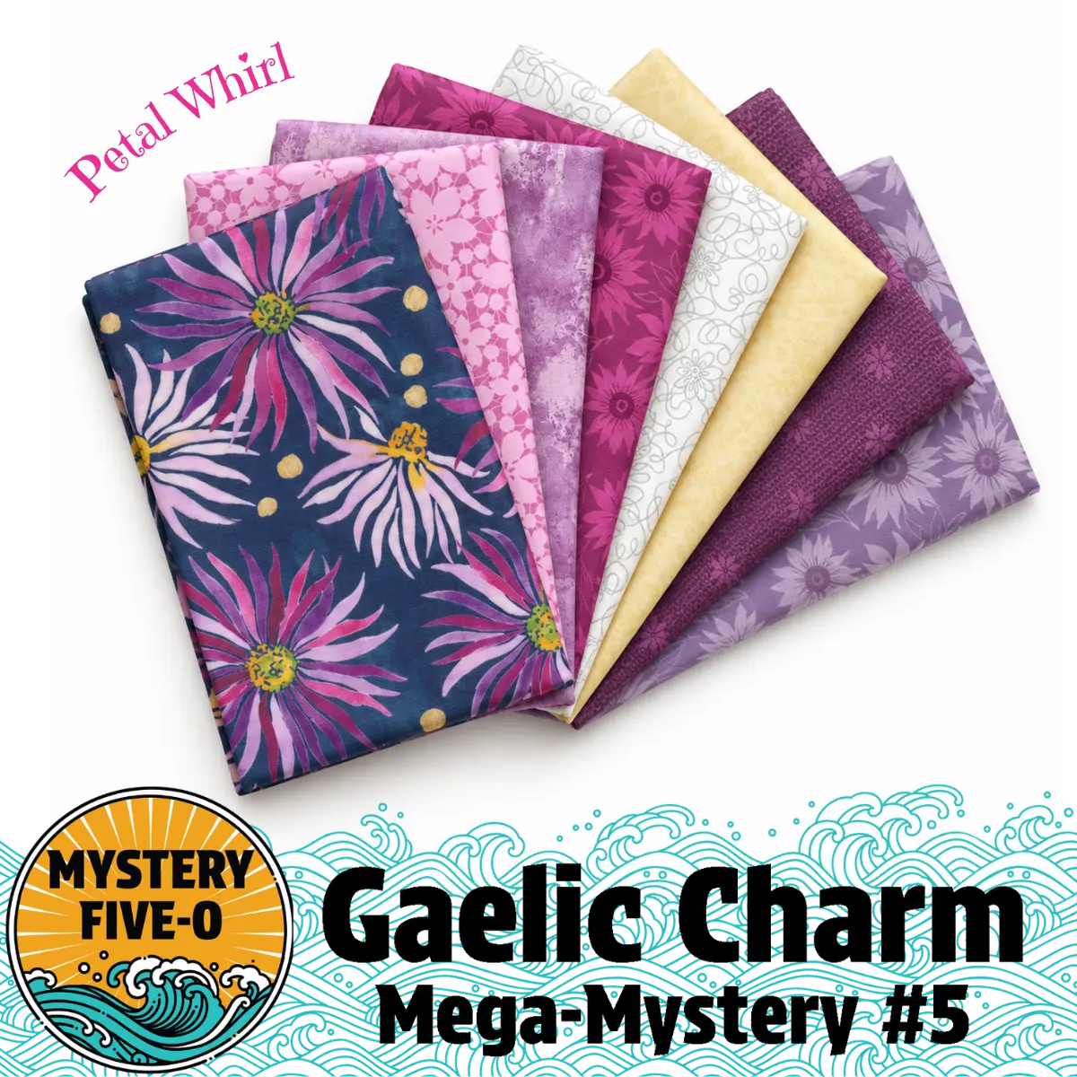 Mystery Five-0 Gaelic Charm Petal Whirl fabric bundle for mystery quilt