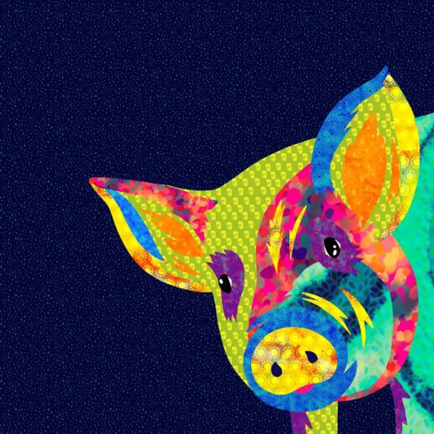 Farmyard Petra Pig Collage Panel