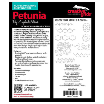 image of Petunia Machine Quilting Ruler back packaging