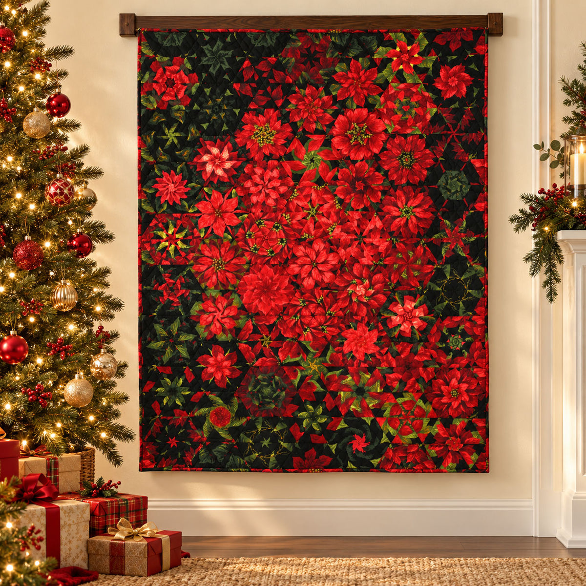 Poinsettia Millefiori Quilt Kit