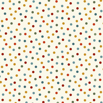 Nordic Holiday Village Cream Multi Dots Fabric Yardage - quilt fabric for sewing and quilting projects