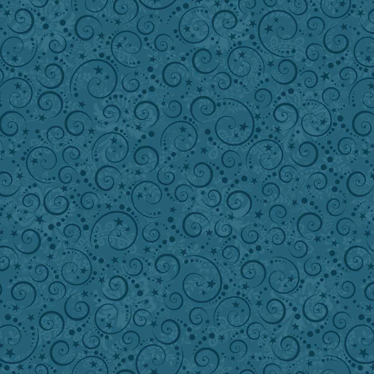 Nordic Holiday Village Blue Mini Swirls Fabric Yardage - quilt fabric for sewing and quilting projects