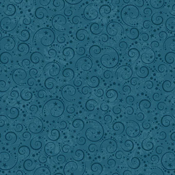 Nordic Holiday Village Blue Mini Swirls Fabric Yardage - quilt fabric for sewing and quilting projects