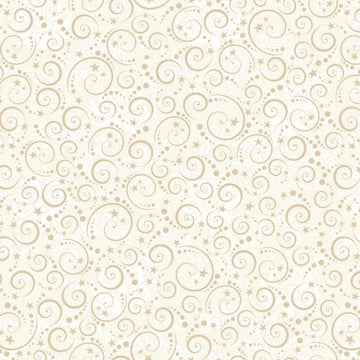 Nordic Holiday Village Cream Mini Swirls Fabric Yardage - quilt fabric for sewing and quilting projects