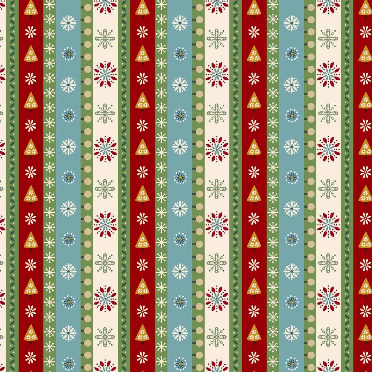 Nordic Holiday Village Ice Blue Mini Stripe Fabric Yardage - quilt fabric for sewing and quilting projects