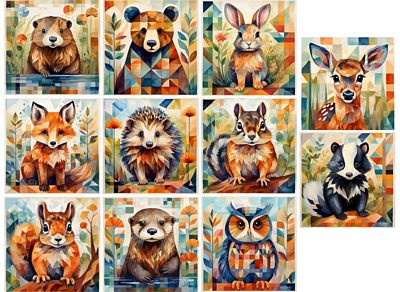 Woodland Animals Greeting Card Assorted Collection 11pc