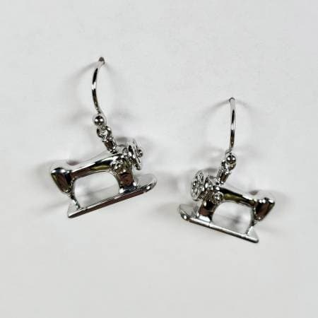 Silver Sewing Machine Drop Earrings Product Photo