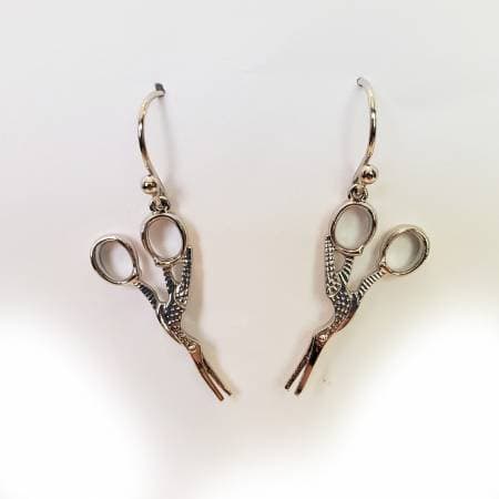 Silver Stork Scissor Drop Earrings Product Photo