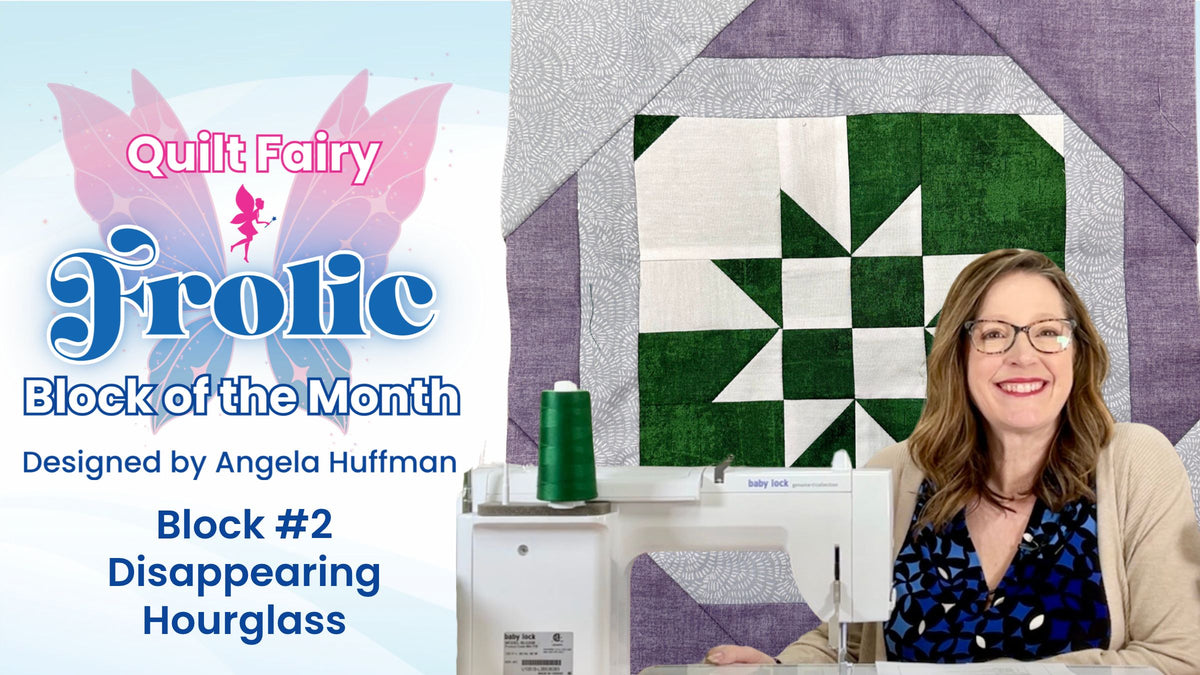Load video: Angela Huffman demonstrates Quilt Fairy Dreams Block 7—pinwheel star quilt on a Baby Lock Chorus.