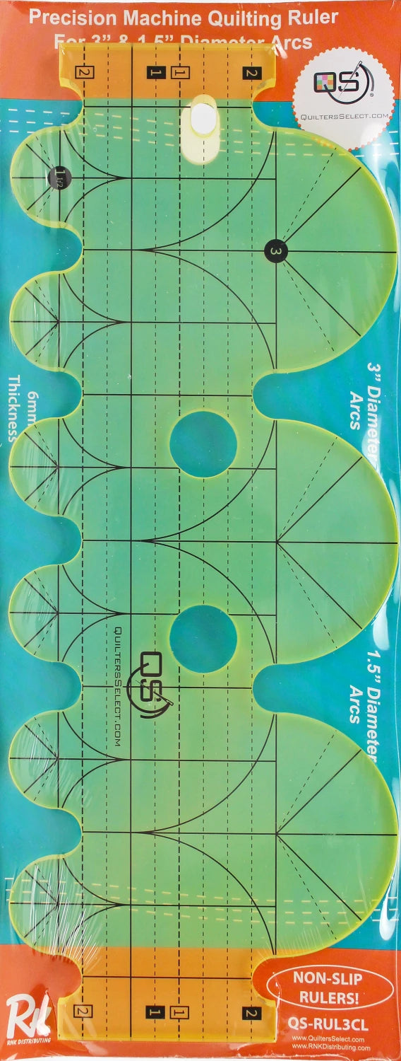 Quilters Select Machine Quilting Ruler 3in & 1-1/2in