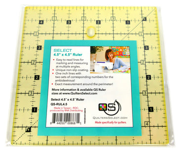 Quilters Select Non-Slip Ruler 4-1/2in x 4-1/2in - quilting ruler for precision cutting