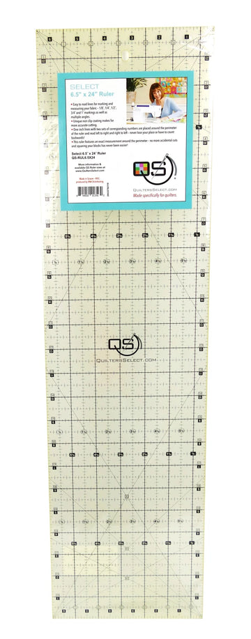 Quilters Select Non-Slip Ruler 6-1/2in x 24in - quilting ruler for precision cutting