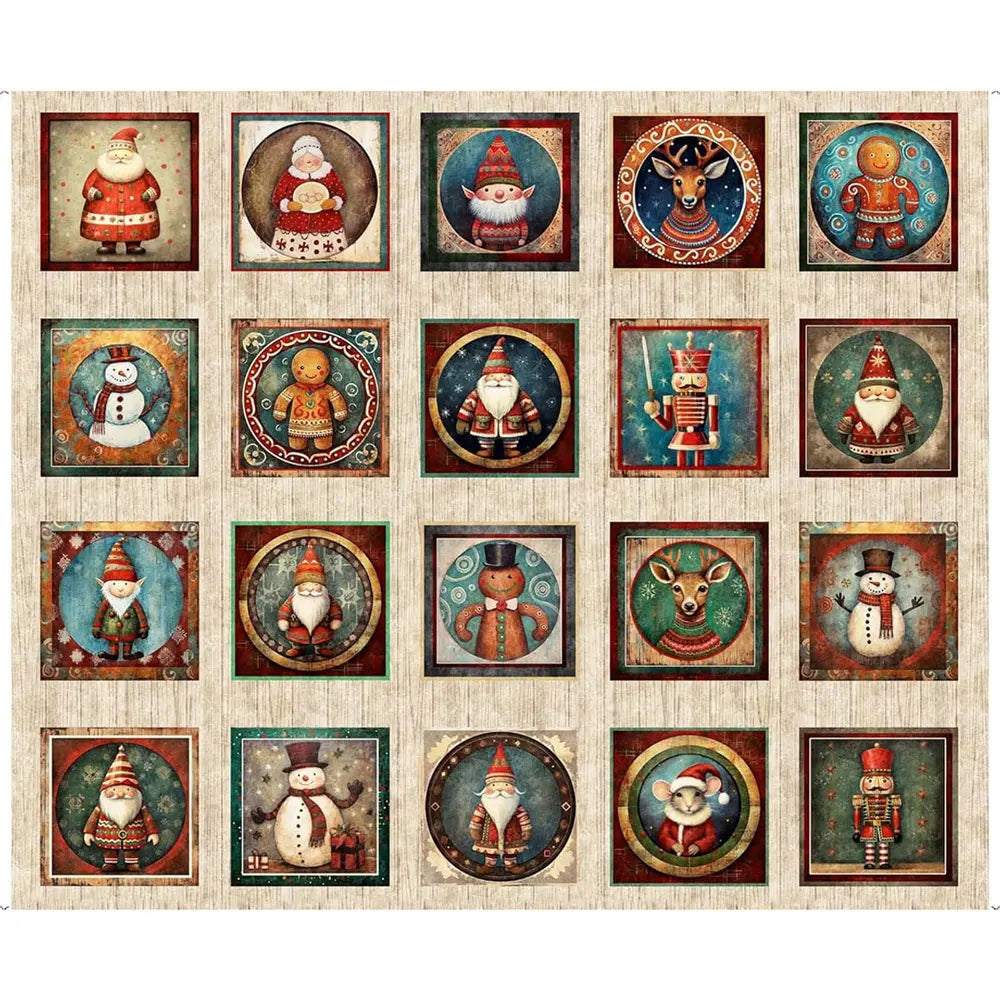 Santa's Workshop Christmas Character Panel 36"