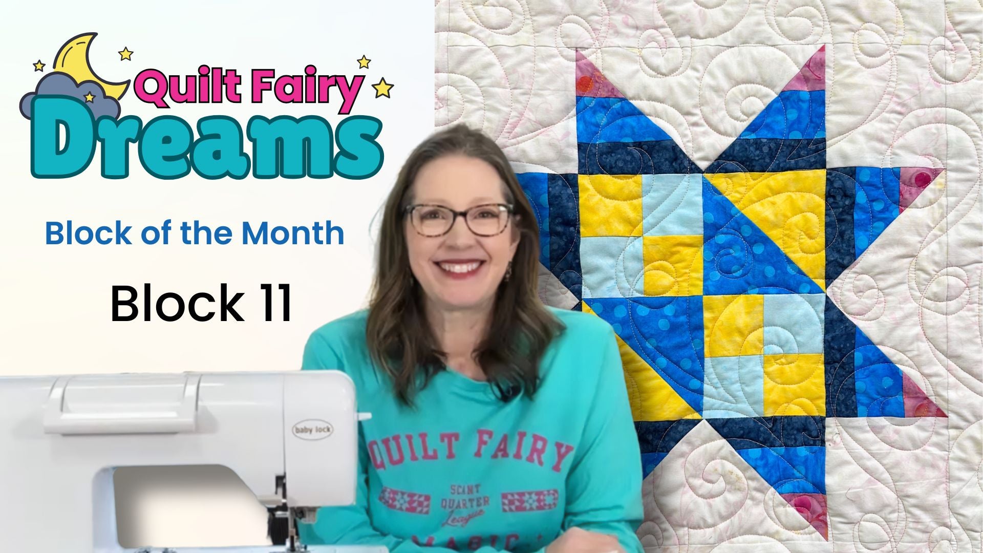 Load video: Angela Huffman demonstrates Quilt Fairy Dreams Block 11 on the Baby Lock Soprano