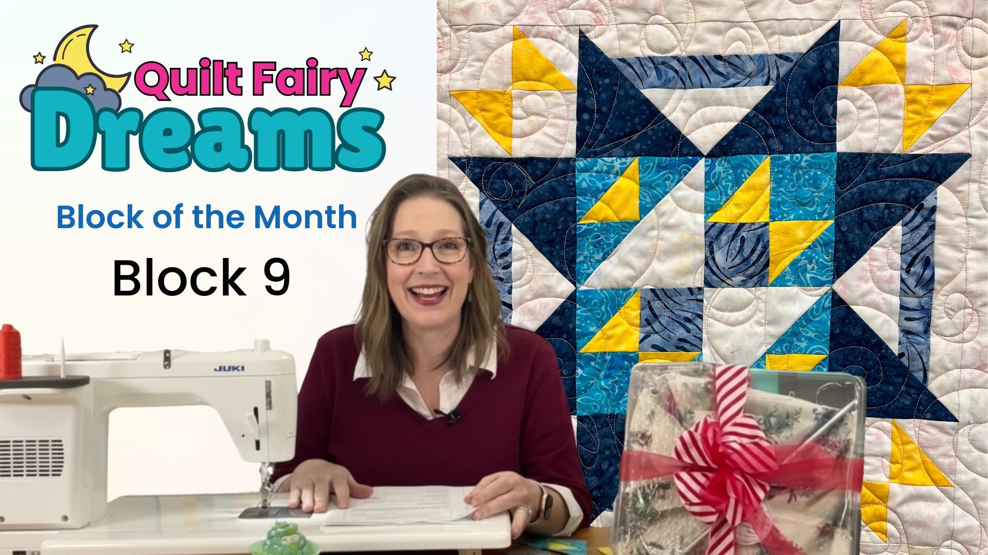 Load video: Angela Huffman demonstrates Quilt Fairy Dreams Block 9 on a Juki TL-2000Qi