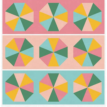 image of Quilting Rockstar! Table Runner in Aqua and Pink Fabric Panel