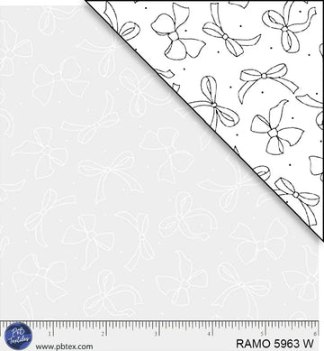 Ramblings White on White Bows Fabric Yardage - quilt fabric for sewing and quilting projects