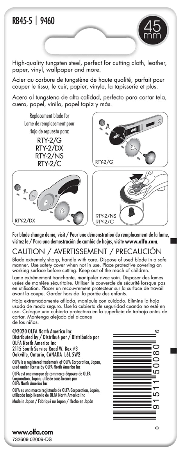 Olfa Rotary Blade 45mm 5ct