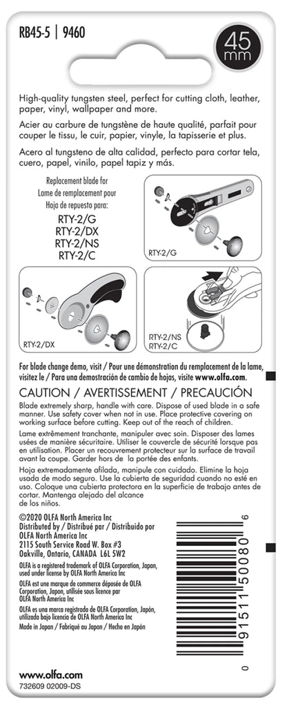 Olfa Rotary Blade 45mm 5ct