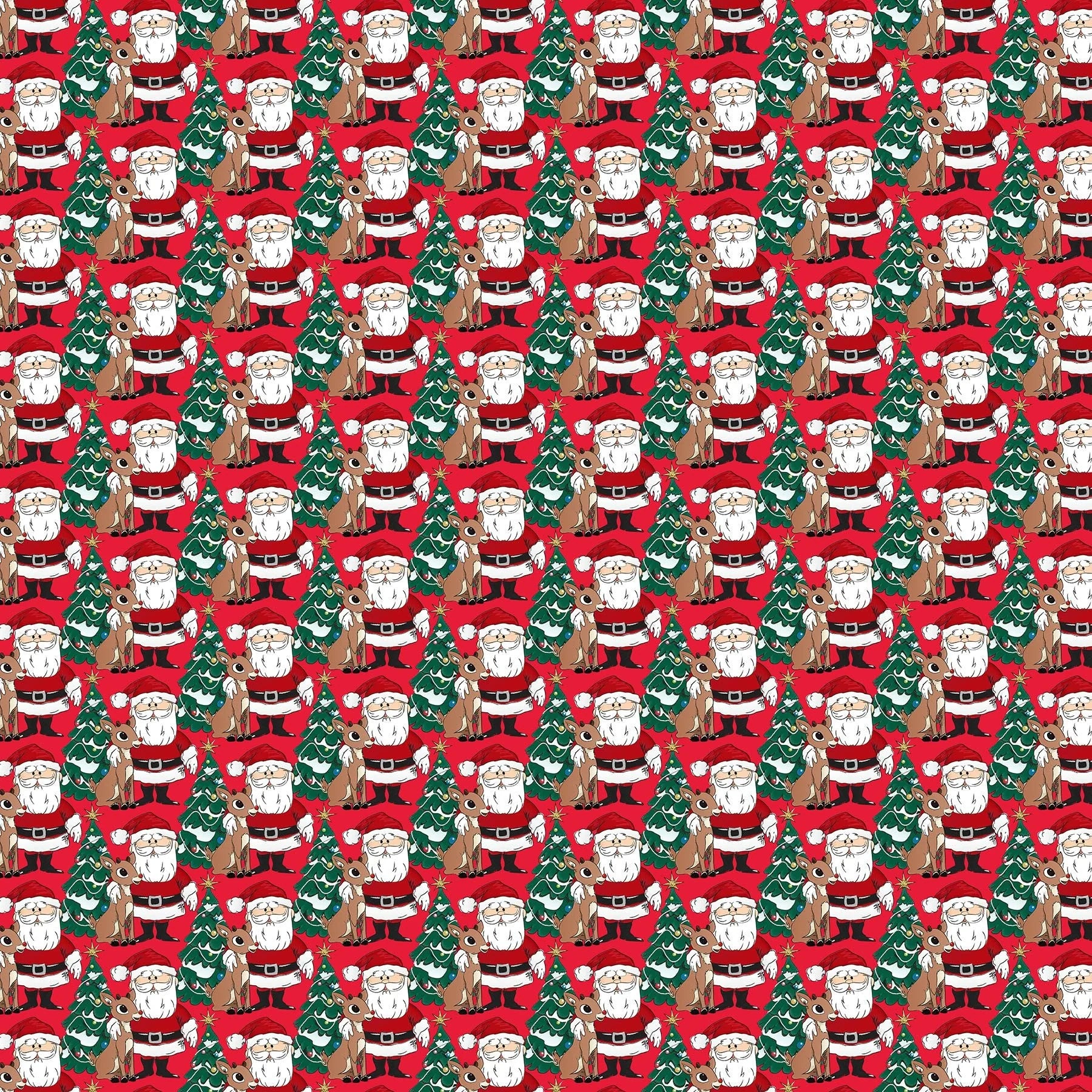 Rudolph the Red-Nosed Reindeer Red Santa Fabric Yardage - quilt fabric for sewing and quilting projects