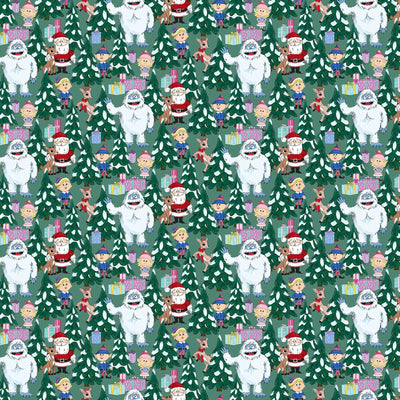 Rudolph the Red-Nosed Reindeer Light Spruce Scene Fabric Yardage