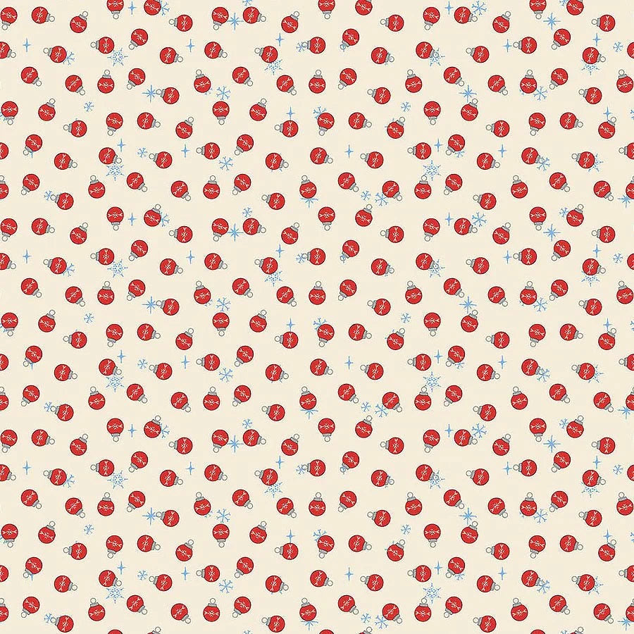 Rudolph the Red-Nosed Reindeer Cream Bauble Dot Fabric Yardage - quilt fabric for sewing and quilting projects