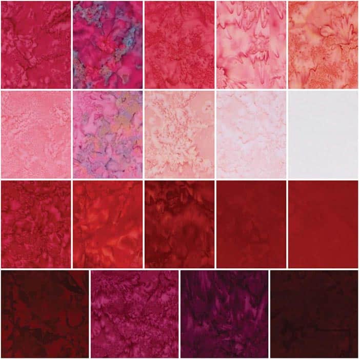 Expressions Batiks Shades of Pink & Red 2 1/2" Rolie Polie