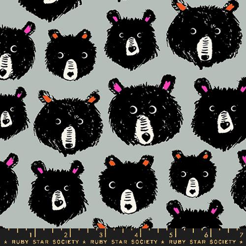 Teddy and the Bears Oyster Bear Heads Fabric Yardage Product Photo