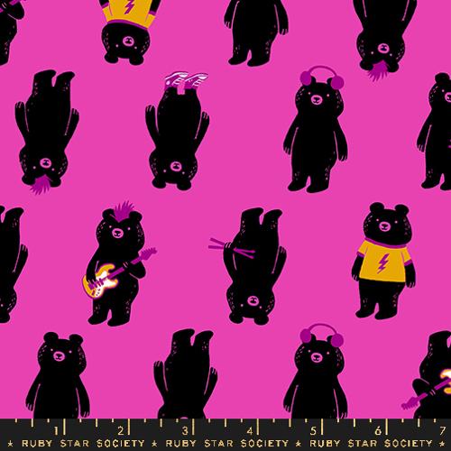 Teddy and the Bears Light Berry Music Bears Fabric Yardage Product Photo