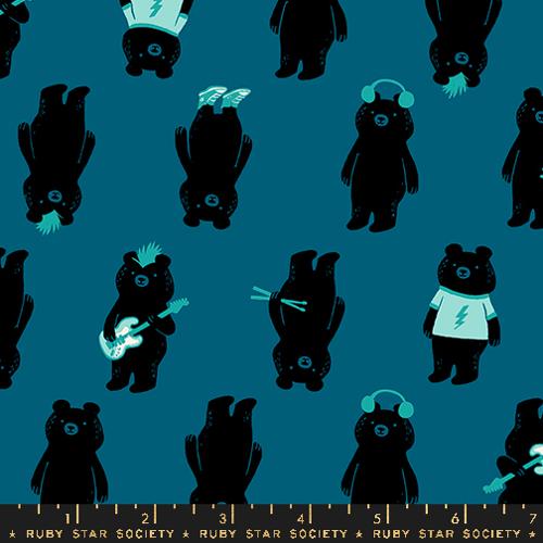 Teddy and the Bears Turquoise Music Bears Fabric Yardage Product Photo