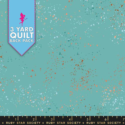 3 yard back pack Speckled Turquoise Metallic 108" Wide Quilt Backing Fabric