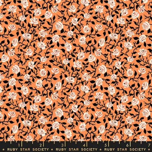 Tiny Frights Brambling Rose Pumpkin Fabric Yardage