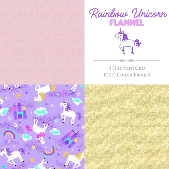 Rainbow Unicorn Flannel 3 Yard Bundle