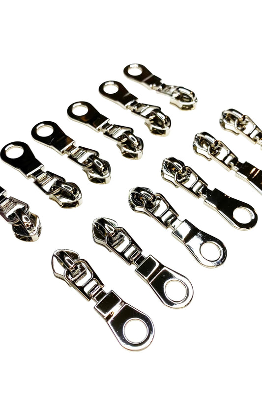 Nickel Zipper Pulls 6ea