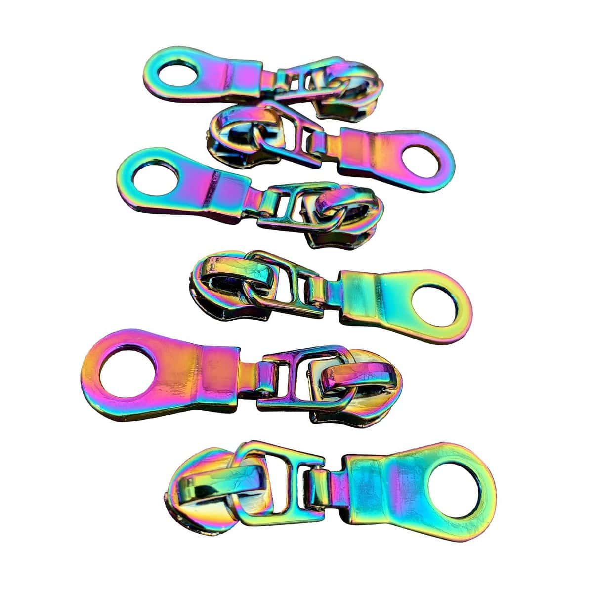 Rainbow Iridescent Zipper Pulls 6 Pack Product Photo