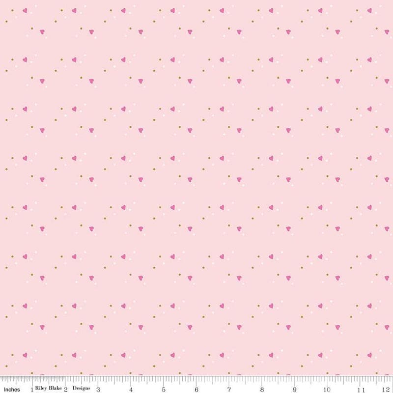 Mint For You Sprinkle Hearts Blush Fabric Yardage